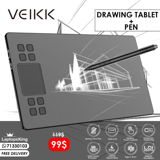 VEIKK A50 DRAWING TABLET WITH PEN (BRAND NEW)