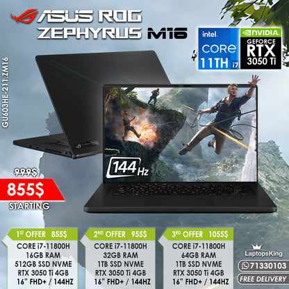 Asus Rog Zephyrus M16 Core i7-11800h Rtx 3050 Ti