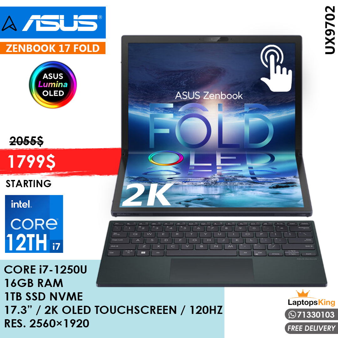 ASUS ZENBOOK 17 FOLD OLED UX9702 CORE i7 (2560X1920) 120hz 17" TOUCH SCREEN