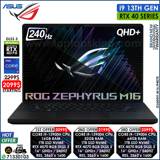 Asus Rog Zephyrus M16 GU604VI-M16.I94070 Core i9-13900h Rtx 4070 240hz Qhd+ Mini Led Gaming Laptop Offers (Brand New)