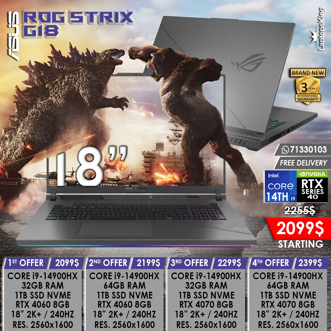 Asus Rog Strix G18 G814J Core i9-14900hx Rtx 40 Series 240hz 2k+ 18” Gaming Laptops (Brand New)