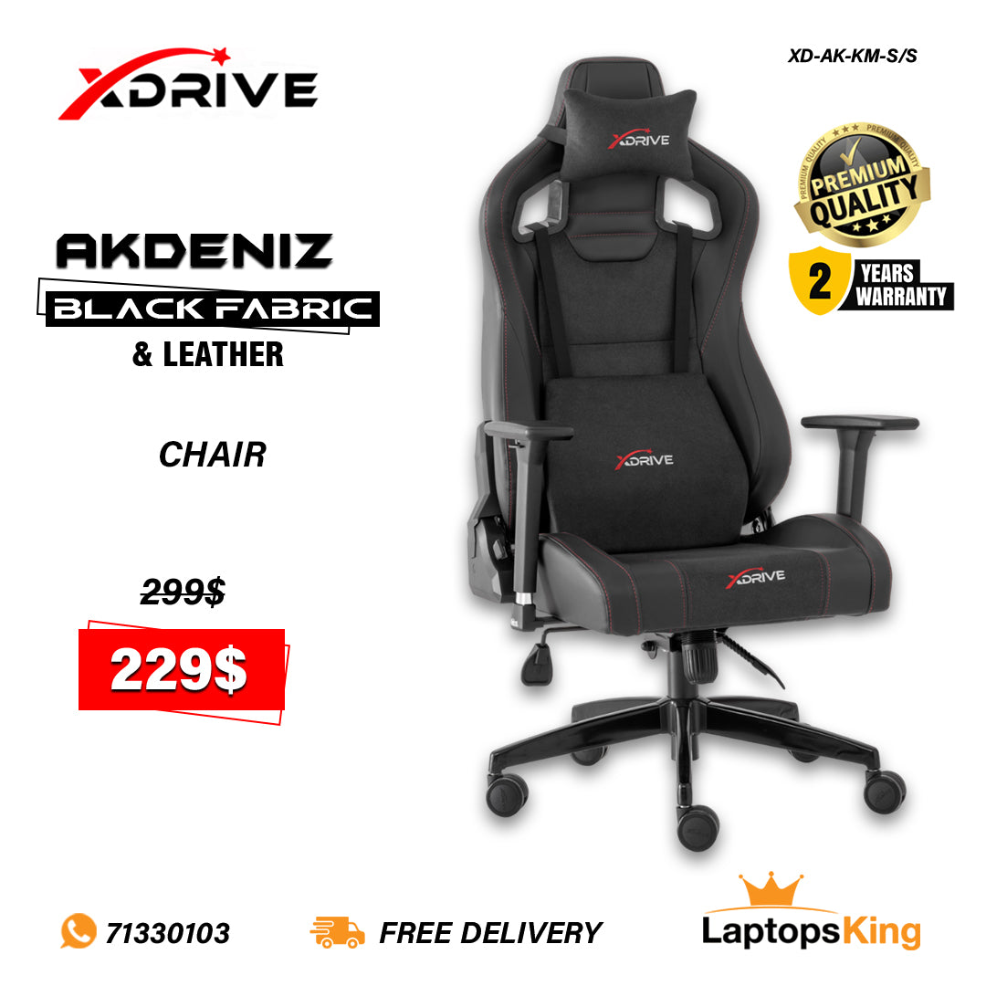 Xdrive Akdeniz XD-AK-KM-S/S Black Fabric & Leather Chair (Brand New)