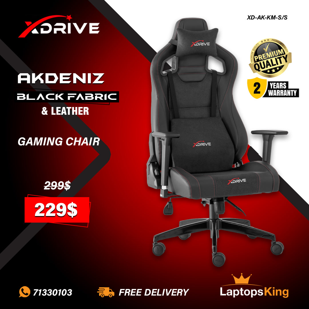 Xdrive Akdeniz XD-AK-KM-S/S Black Fabric & Leather Chair (Brand New)