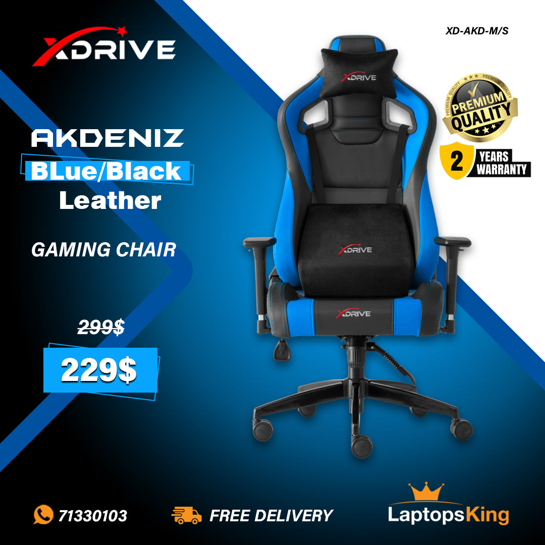 Xdrive Akdeniz XD-AKD-M/S Blue/Black Leather Chair (Brand New)