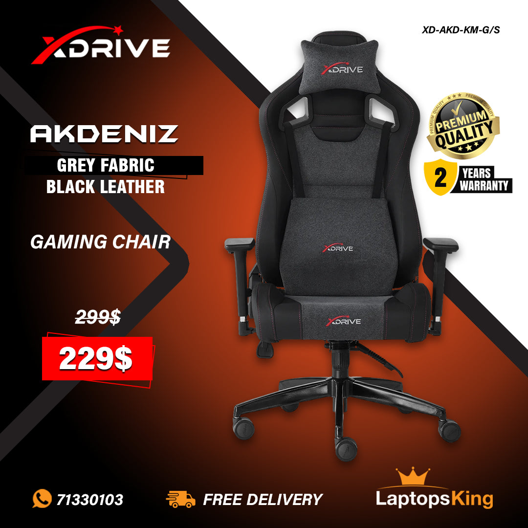 Xdrive Akdeniz XD-AKD-KM-G/S Grey Fabric / Black Leather Chair (Brand New)