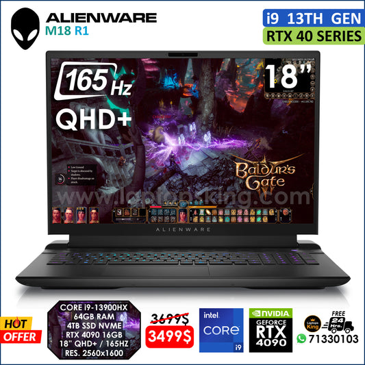 Alienware M18 R1 Core i9-13900hx Rtx 4090 18" 165hz Qhd+ Gaming Laptop (New OB)