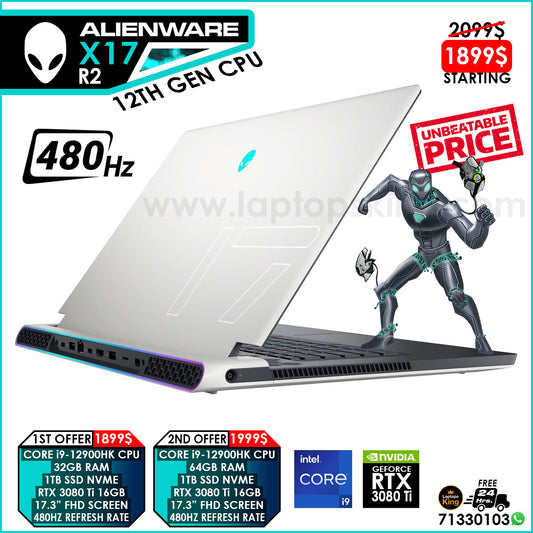 Alienware X17 R2 Core i9-12900hk Rtx 3080 Ti 480HZ 17.3" RGB Gaming Laptop Offers (New OB)