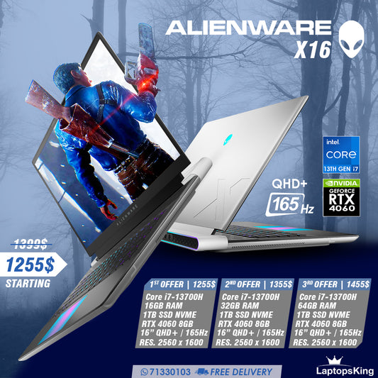 Alienware X16 Core i7-13700h Rtx 4060 165hz 16" Qhd+ Gaming Laptops (New OB)