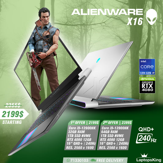 Alienware X16 Core i9-13900hk Rtx 4080 240hz 16" Qhd+ Gaming Laptops (New OB)