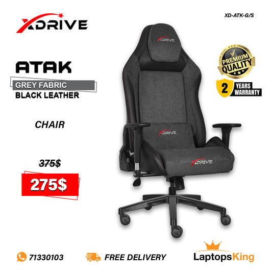 Xdrive Atak XD-ATK-G/S Grey Fabric & Black Leather Chair (Brand New)