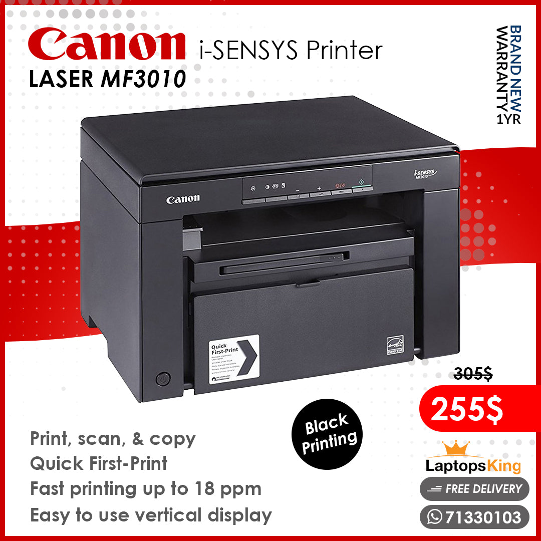 Canon i-Sensys Mf3010 Laser | Black Printing | 3in1 Printer (Brand New)