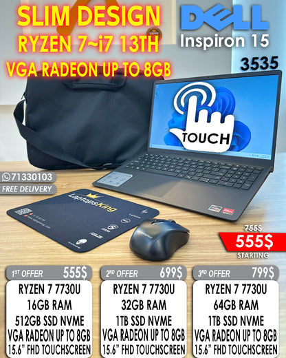 Dell Inspiron 15 3535 Ryzen 7 7730U 15.6-Inch Touchscreen Laptop (New)