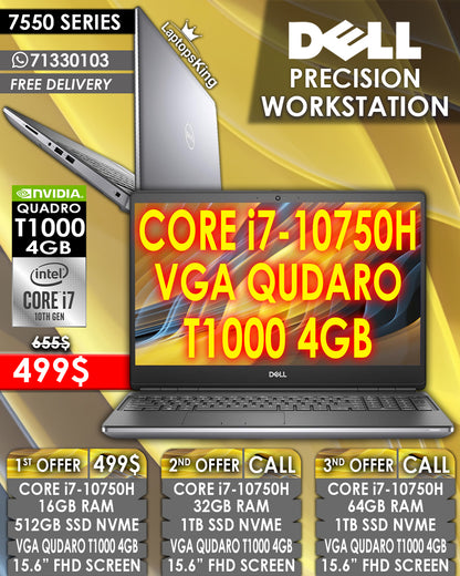 DELL PRECISION 7550 CORE i7-10750H NVIDIA QUADRO T1000 4GB LAPTOP (OPEN BOX WITH WARRANTY)
