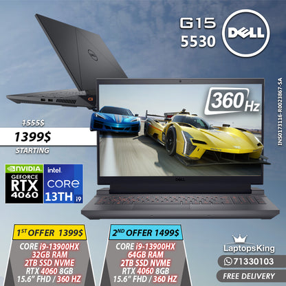Dell G15 5530 INS0173116-R0023867-SA Core i9-13900hx Rtx 4060 360hz 15.6" Gaming Laptops (New OB)