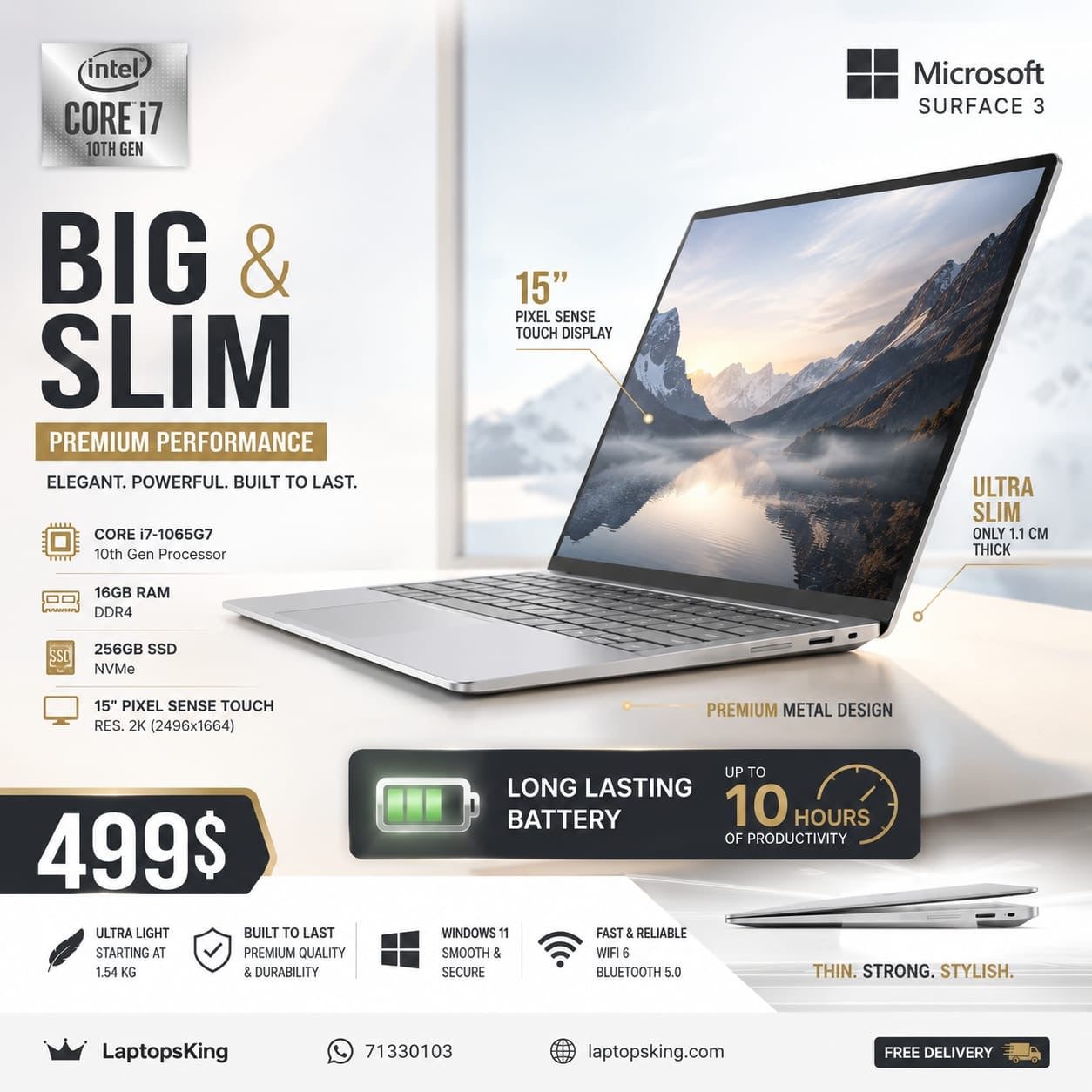 Microsoft Surface Laptop 3 Core i7-1065G7 16GB RAM 256GB SSD 15-inch Touchscreen (Open Box)