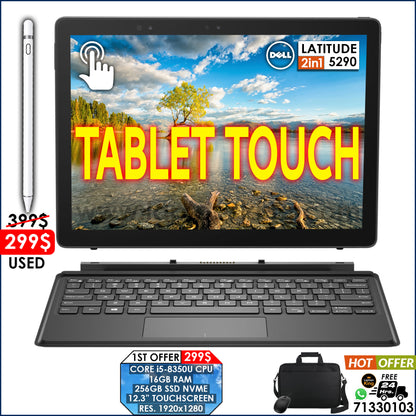 Dell Latitude 5290 2in1 Intel i5 8th Gen Cpu Detachable Touch Laptops (Used Very Clean)