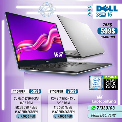 Dell Xps 15 7590 Core i7-9750H Gtx 1650 Creator Laptops (New