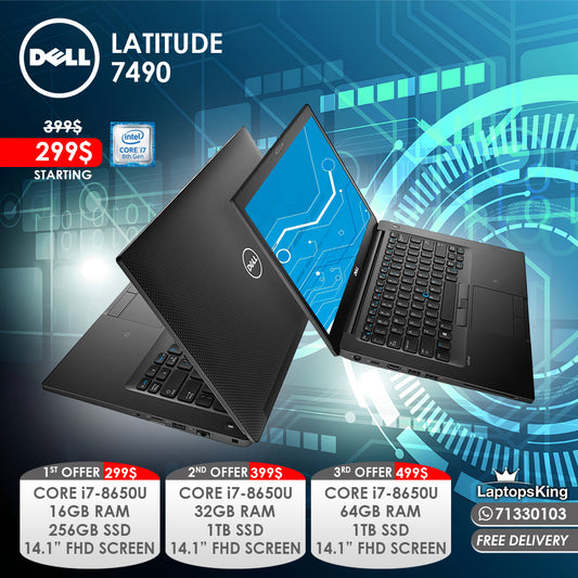 Dell Latitude 7490 Core i7-8650u 14.1" Laptops (Open Box)