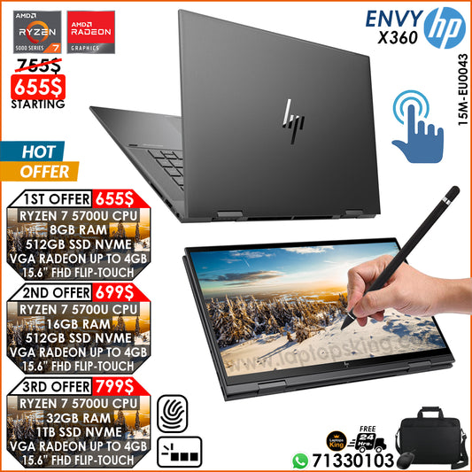 HP Envy X360 15M-EU0043 2in1 Ryzen 7 5700U Radeon Graphics Flip-Touch Laptop Offers (New OB)