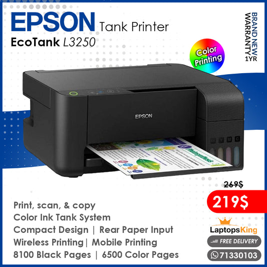 Epson Ecotank L3250 | Color Printing | 3in1 Wireless Tank Printer (Brand New)