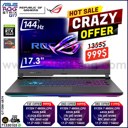 Asus Rog Strix G17 G713IM-UB74 Ryzen 4800h Rtx 3060 144hz