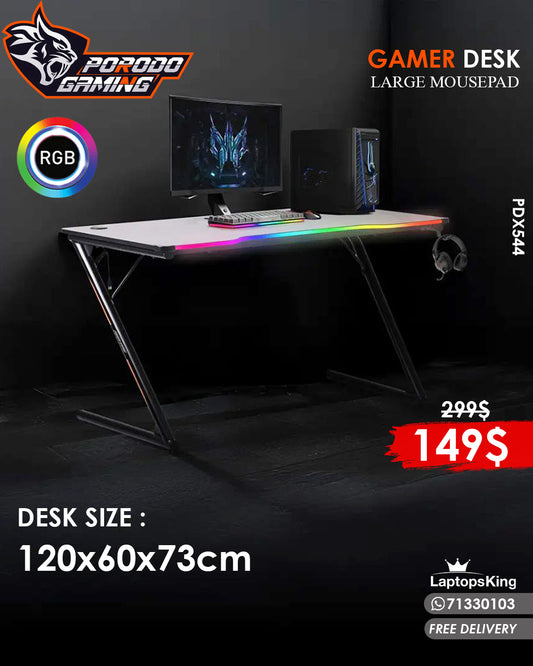 PORODO RGB GAMING DESK (BRAND NEW)