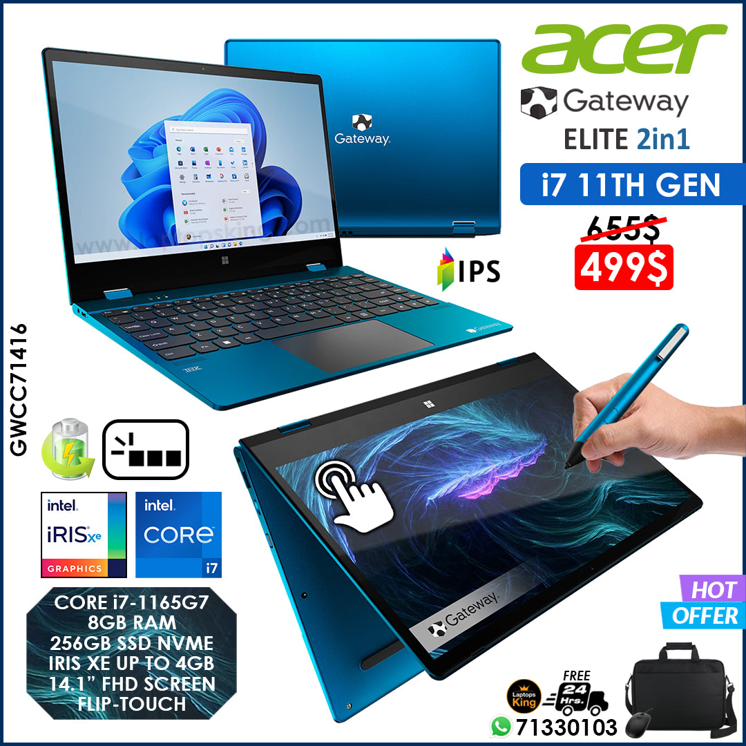 Acer Gateway Elite 2in1 GWCC71416 Core i7-1165g7 Iris Xe Flip-Touch Laptop Offer (New OB)