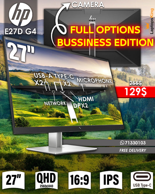 HP E27D G4 27” IPS QHD PRO MONITOR (OPEN BOX WITH WARRANTY)