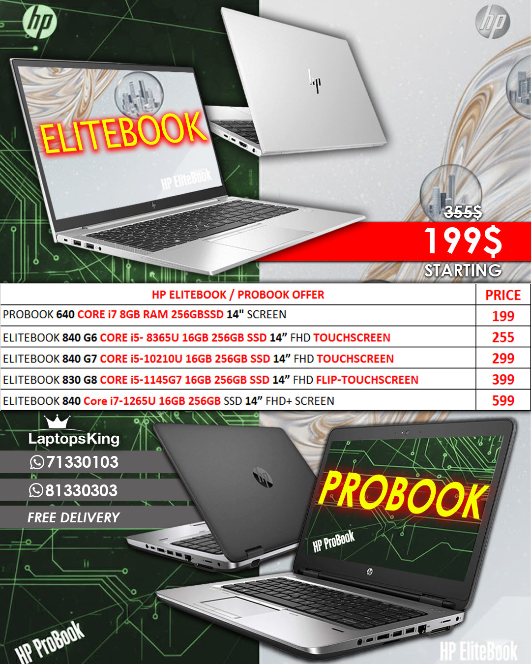 HP ELITEBOOK / PROBOOK LAPTOPS COLLECTION