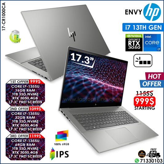 HP Envy 17-CR1000CA Core i7-1355u Rtx 3050 17-Inch True Color Creator Laptops (New OB)