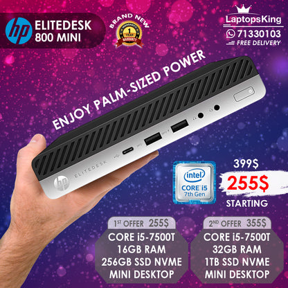 Hp Elitedesk 800 Mini Core i5-7500t Mini Desktops (Brand New)