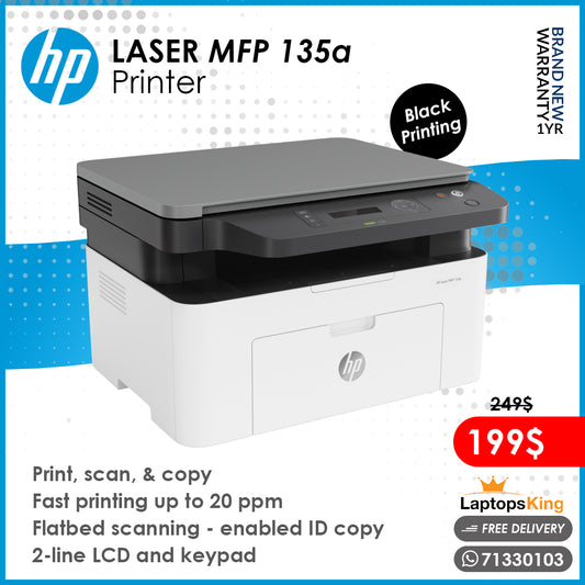 Hp Laser Mfp 135a | Black Printing | 3in1 Printer (Brand New)