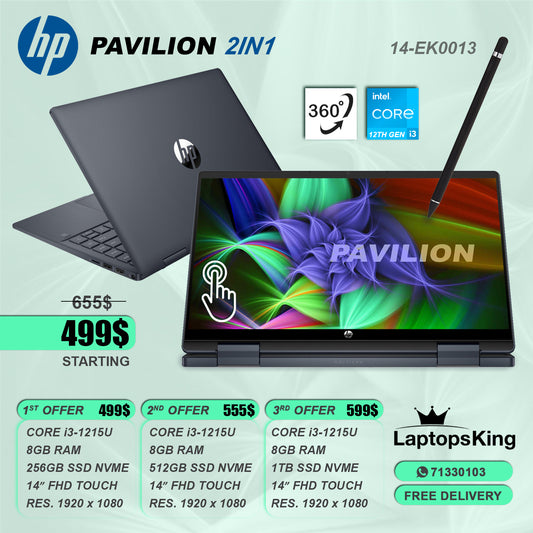 Hp Pavilion X360 14-EK0013 Core i3-1215u 14" 2in1 Laptop Offers (New OB)