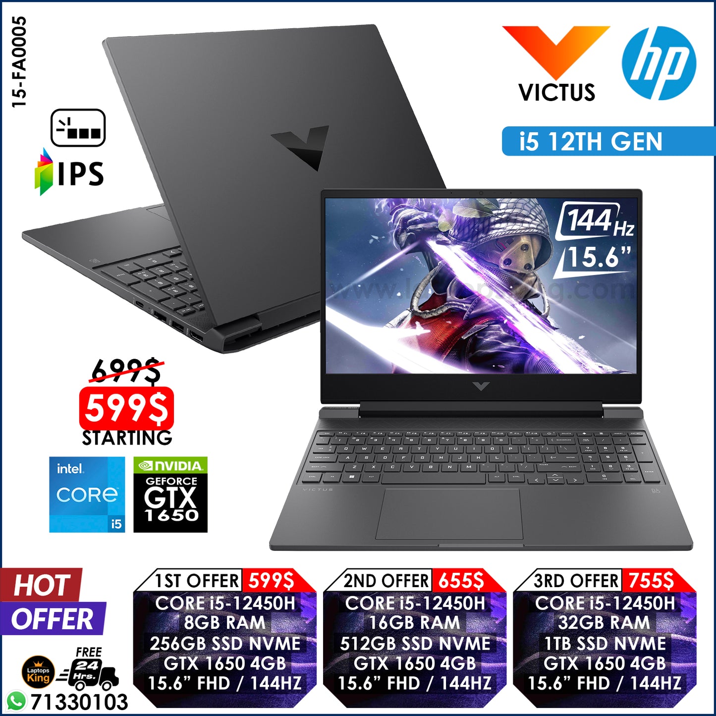 HP Victus 15-FA0005 Core i5-12450H Gtx 1650 144Hz Gaming Laptop Offers (New OB)