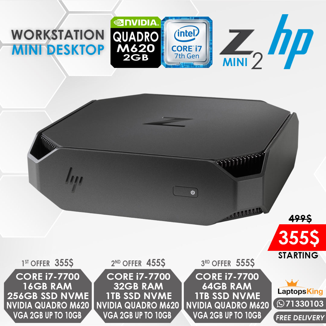 Hp Z2 Mini Workstation Core i7-7700 Vga Nvidia Quadro M620 2gb Mini Desktops (Open Box)