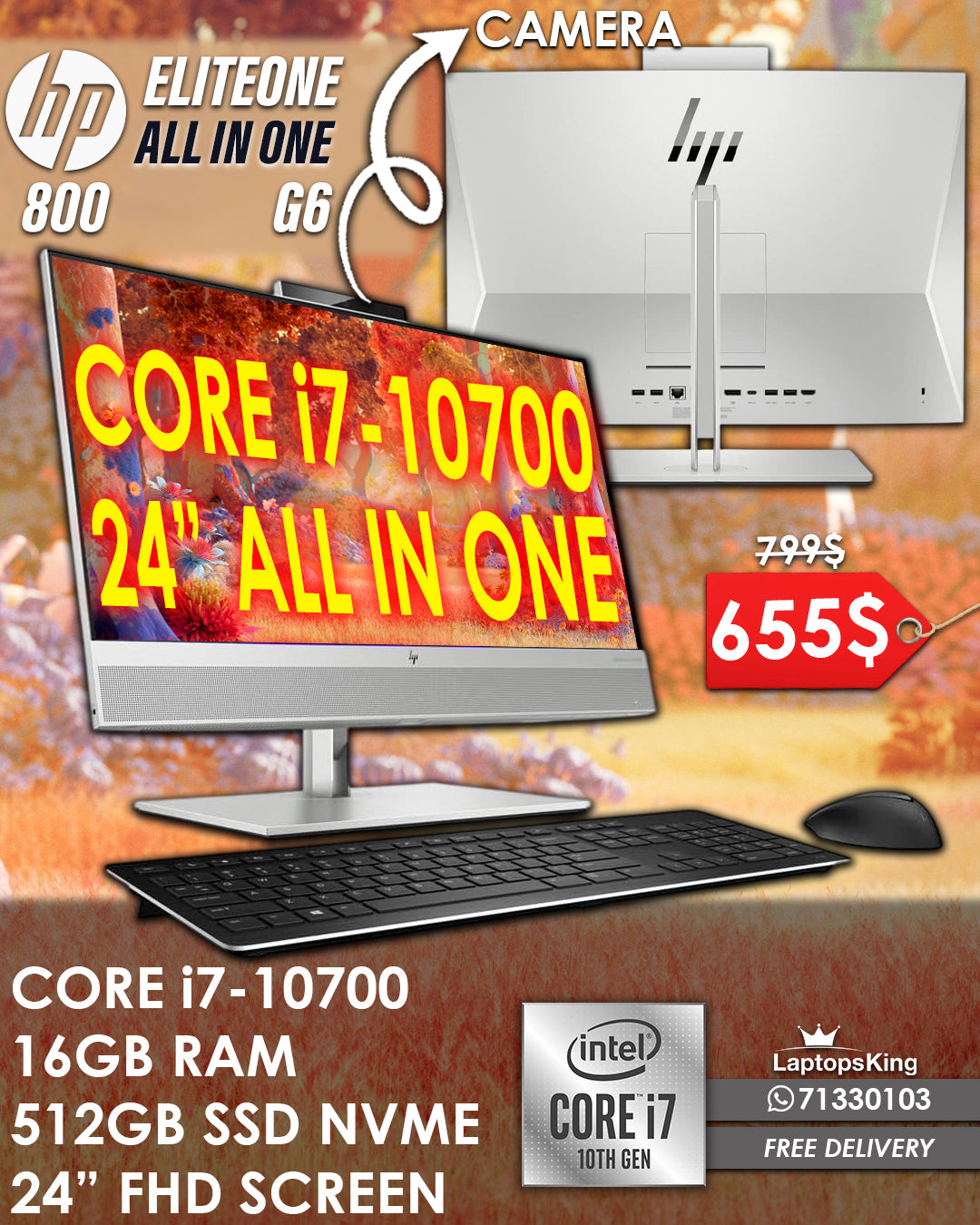HP EliteOne 800 G6 All-in-One Desktop Intel Core i7-10700 16GB RAM