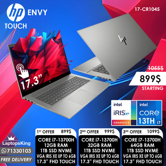 Hp Envy 17-CR1045 Core i7-13700h Vga Iris Xe 17.3" Touch Laptops (New OB)