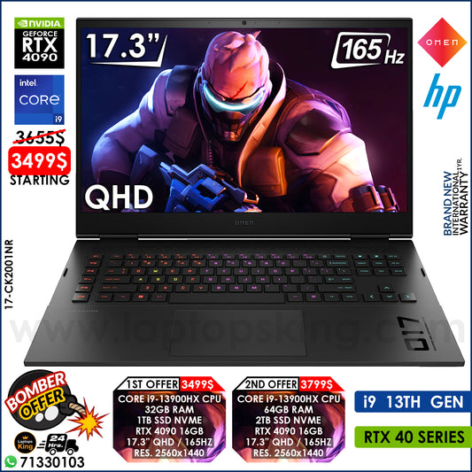 HP Omen 17-CK2001NR Core i9-13900hx Rtx 4090 165hz Qhd 17.3" Gaming Laptops (Brand New)