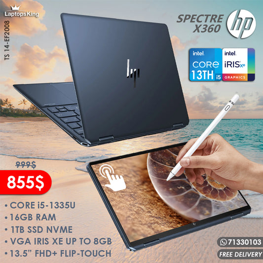 Hp Spectre X360 TS 14-EF2008 Core i5-1335u Vga Iris Xe Touch 2in1 Laptop (New OB)