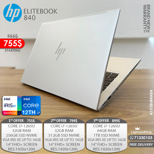 Hp Elitebook 840 A1XS8U8#ABA Core i7-1265u Iris Xe 14” Laptops (Brand New)