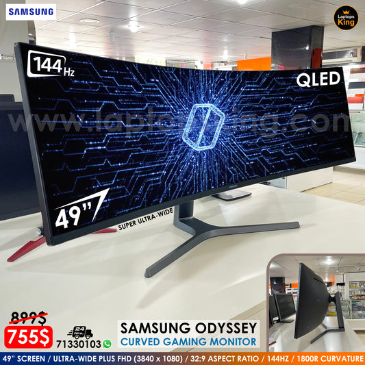 Samsung Odyssey 49" Qled 144hz Super Ultra-Wide 1800r Curved Gaming Monitor (New Open Box)