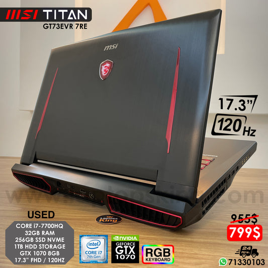 Msi Titan GT73EVR 7RE Steelseries Core i7-7700hq Gtx 1070 120hz 17.3" Gaming Laptop (Used Very Clean)