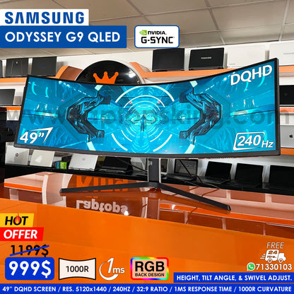 Samsung Odyssey G9 QLED 49" DQHD 240hz 1ms Super Ultra-Wide 1000r Curved Gaming Monitor (New OB)
