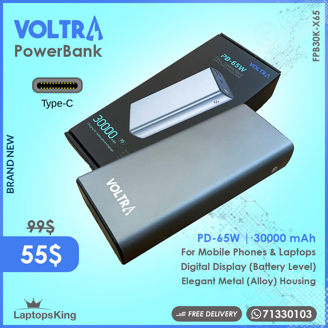 Voltra PD-65W FPB30K-X65 30000 mAh 65 Watt Portable Charger | Power Bank (Brand New)