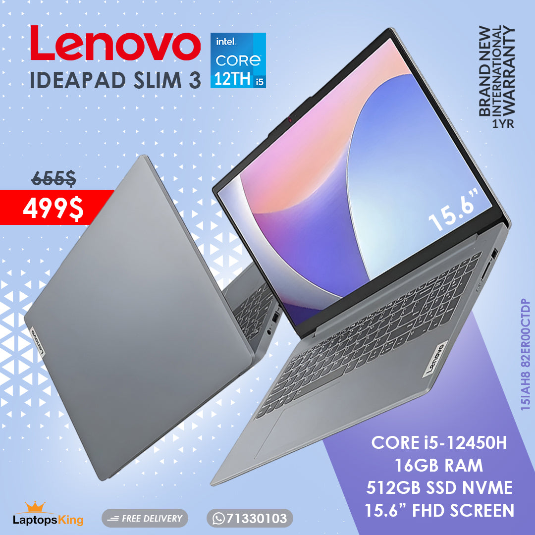 Lenovo Ideapad Slim 3 15IAH8 82ER00CTDP Core i5-12450h 15.6" Laptop (Brand New)