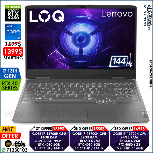 Lenovo LOQ 15IRH8 82XV005GUS Core i7-13700h Rtx 4050 144hz Gaming Laptops (Brand New)