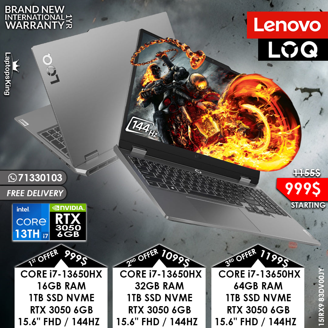 Lenovo Loq 15IRX9 83DV00JY Core i7-13650hx Rtx 3050 144hz 15.6" Gaming Laptops (Brand New)