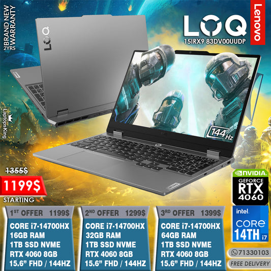 Lenovo Loq 15IRX9 83DV00UUDP Core i7-14700hx Rtx 4060 144hz 15.6" Gaming Laptops (Brand New)