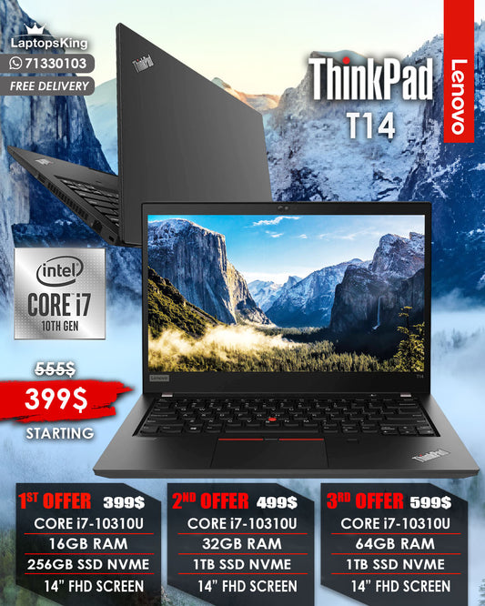 LENOVO THINKPAD T14 CORE i7 14" FHD LAPTOP (NEW OB WITH WARRANTY)