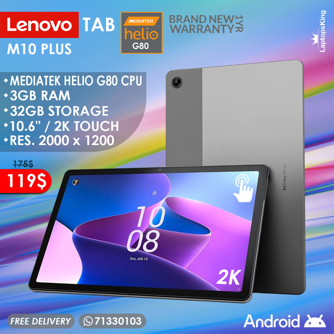 Lenovo Tab M10 Plus Mediatek Helio G80 10.6" 2k Touch Tablet (Brand New)